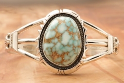 Rare Dry Creek Spider Web Turquoise Sterling Silver Bracelet